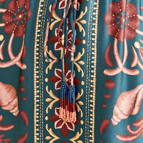 [NWT] FARM RIO Teal Seashell Tapestry Maxi Dress. Size Small - Picture 3 of 7